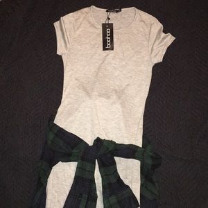 ⭐️NWT⭐️ Light grey heathered midi Boohoo dress